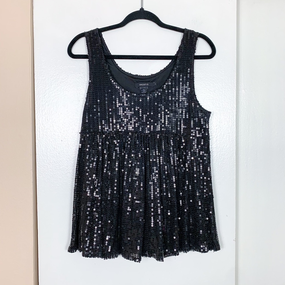 Arden B Black Sleeveless Sequin Blouse